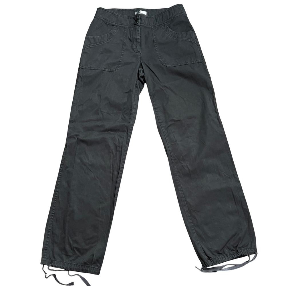 Saks Fifth Avenue Threads Black Cotton Drawstring Hem Utility Pants Womens‎
